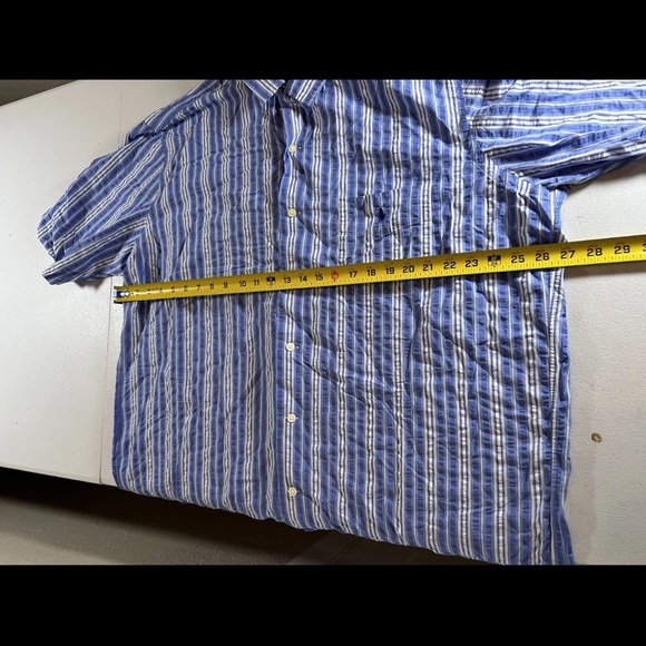 New Men's POLO RALPH LAUREN Blue Striped Casual Cotton Shirt Slim Fit Sz XLT - Picture 13 of 13